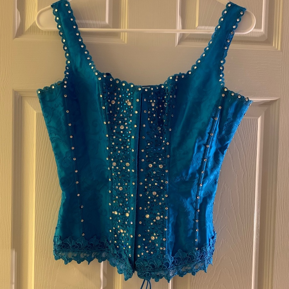 Frederick's of Hollywood Teal Embellished corset